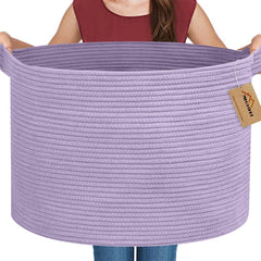 MEGASKET purple rope basket full view stores blankets neatly
