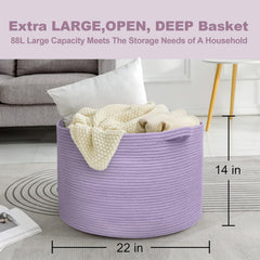 MEGASKET purple rope basket nursery with toys organized