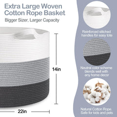 MEGASKET round woven toy bin holds dolls and blocks in the nursery.