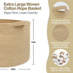 MEGASKET stuffed animal basket offers soft cotton rope and safe play
