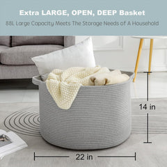 MEGASKET towel basket for bathroom keeps towels tidy and within reach.