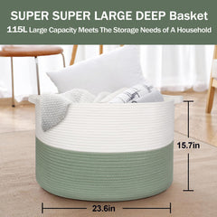 MEGASKET two-toned neutral basket, stylish storage for blankets and toys.