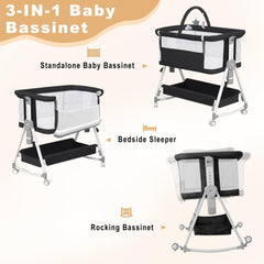 MEICHYUN bedside sleeper attachment keeps baby within arm's reach.