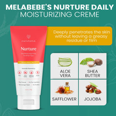 Melabebe Nurture hand applying cream for sensitive baby skin hydration
