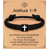 Meliatomia baptism cross bracelet for boys with blessing card in a gift-ready blue box.
