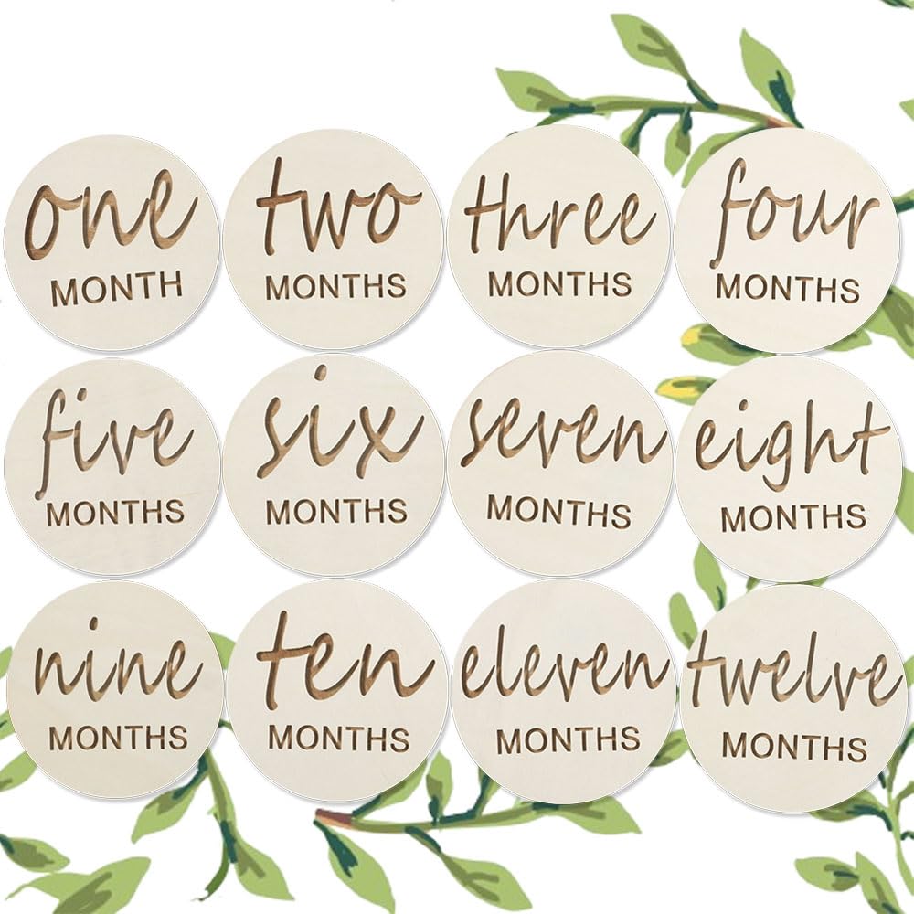 Meliatomia wooden milestone disc month 1 capture your baby's first month memories