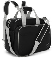 Mellories 4-in-1 black diaper bag tote front view showing versatility