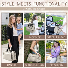 Mellories diaper bag converts to backpack with padded straps for comfortable travel