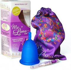Meluna menstrual cup with stem handle offers comfortable wear during workouts.