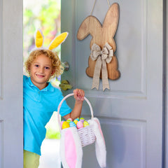 Center bow detail adds festive charm to the Easter display.