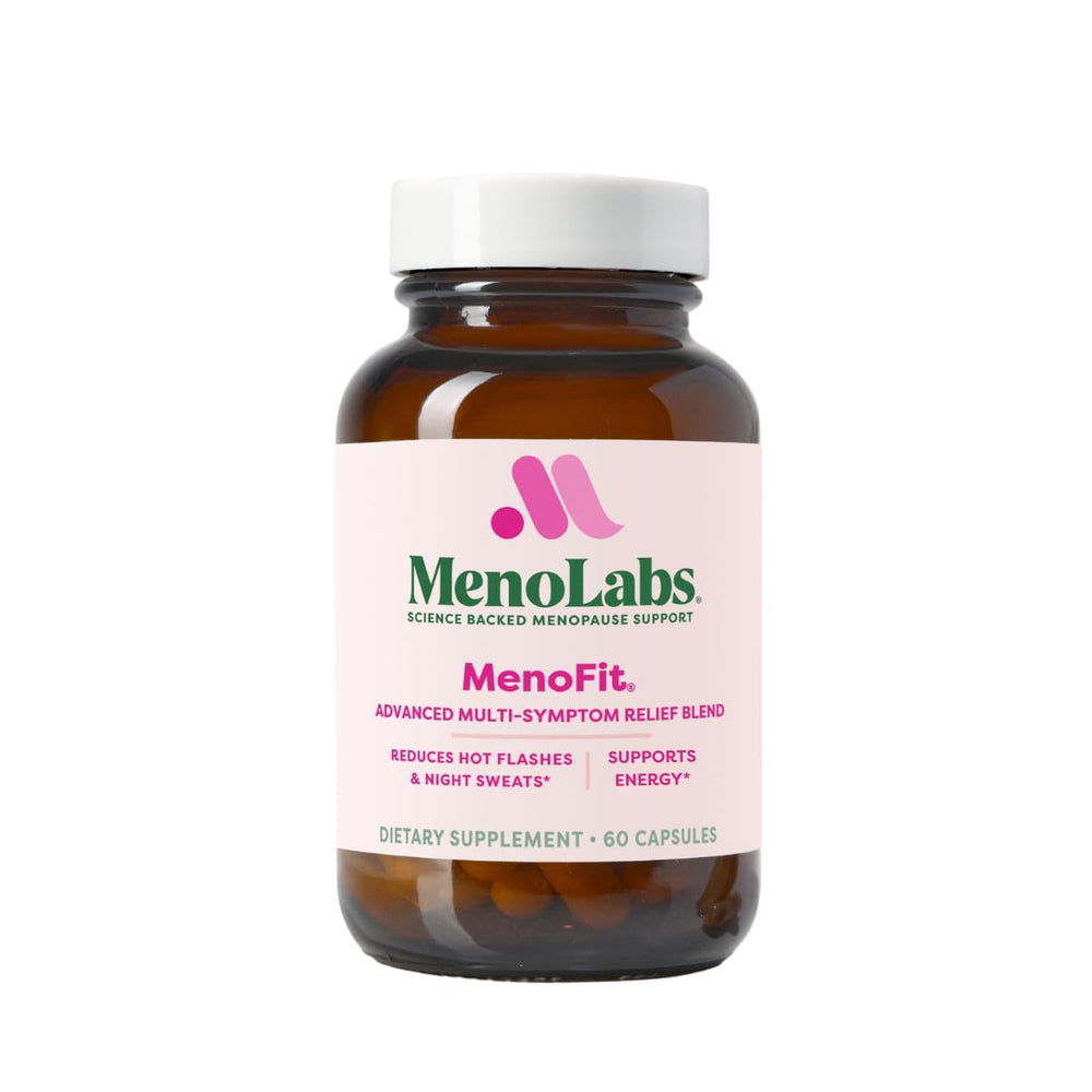 MENOLABS MenoFit bottle front showing a compact 60-cap bottle for daily menopause support