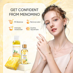 Menomino feminine wash application showing easy daily use.