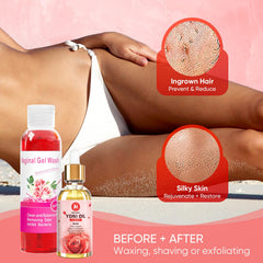 MENOMINO yoni wash foam being dispensed for easy daily use.