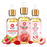 MENOMINO yoni oil 3-pack bottles shown for convenient daily use.