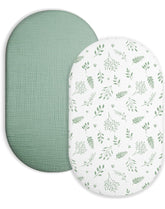 Meowcards bassinet sheet 2-pack pack-shot highlighting soft muslin for gentle sleep