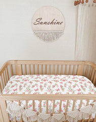 Meowcards bassinet sheet features elastic bottom for a snug, safe fit
