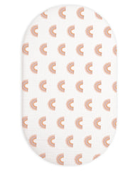 Meowcards bassinet muslin rectangle-fit sheet, soft and breathable for delicate baby skin.