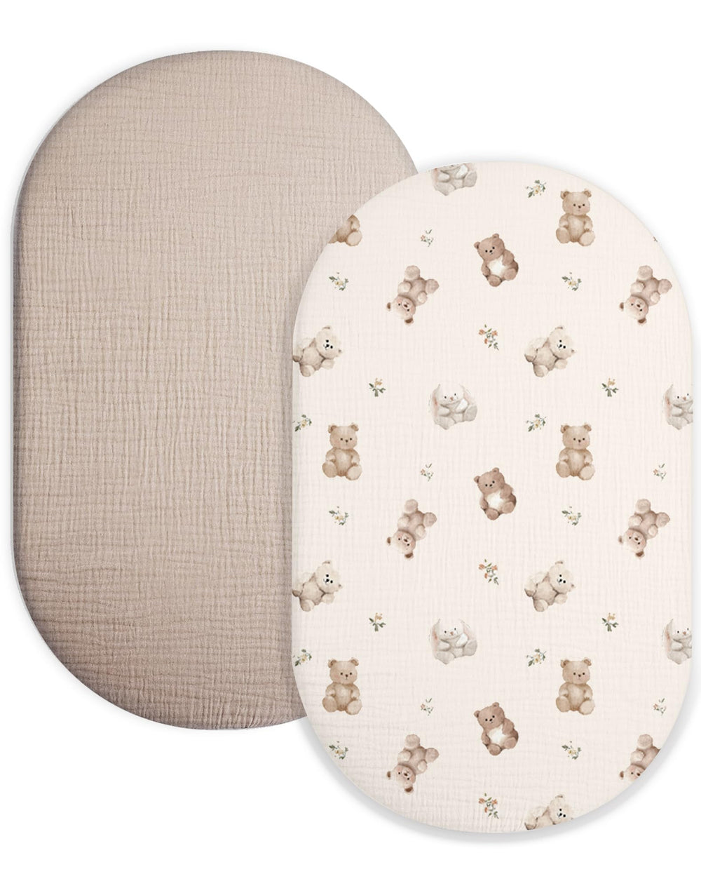 Meowcards bassinet sheet fits rectangle bassinets with breathable muslin for gentle sleep