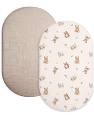 Meowcards bassinet sheet fits rectangle bassinets with breathable muslin for gentle sleep