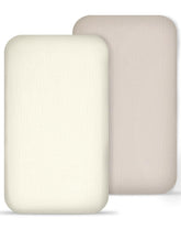 Meowcards muslin bassinet sheets beige cream pattern for a soothing nursery.