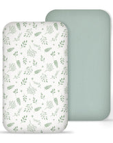 Meowcards muslin bedside bassinet sheet with fern leaf pattern, breathable and cozy for newborn naps