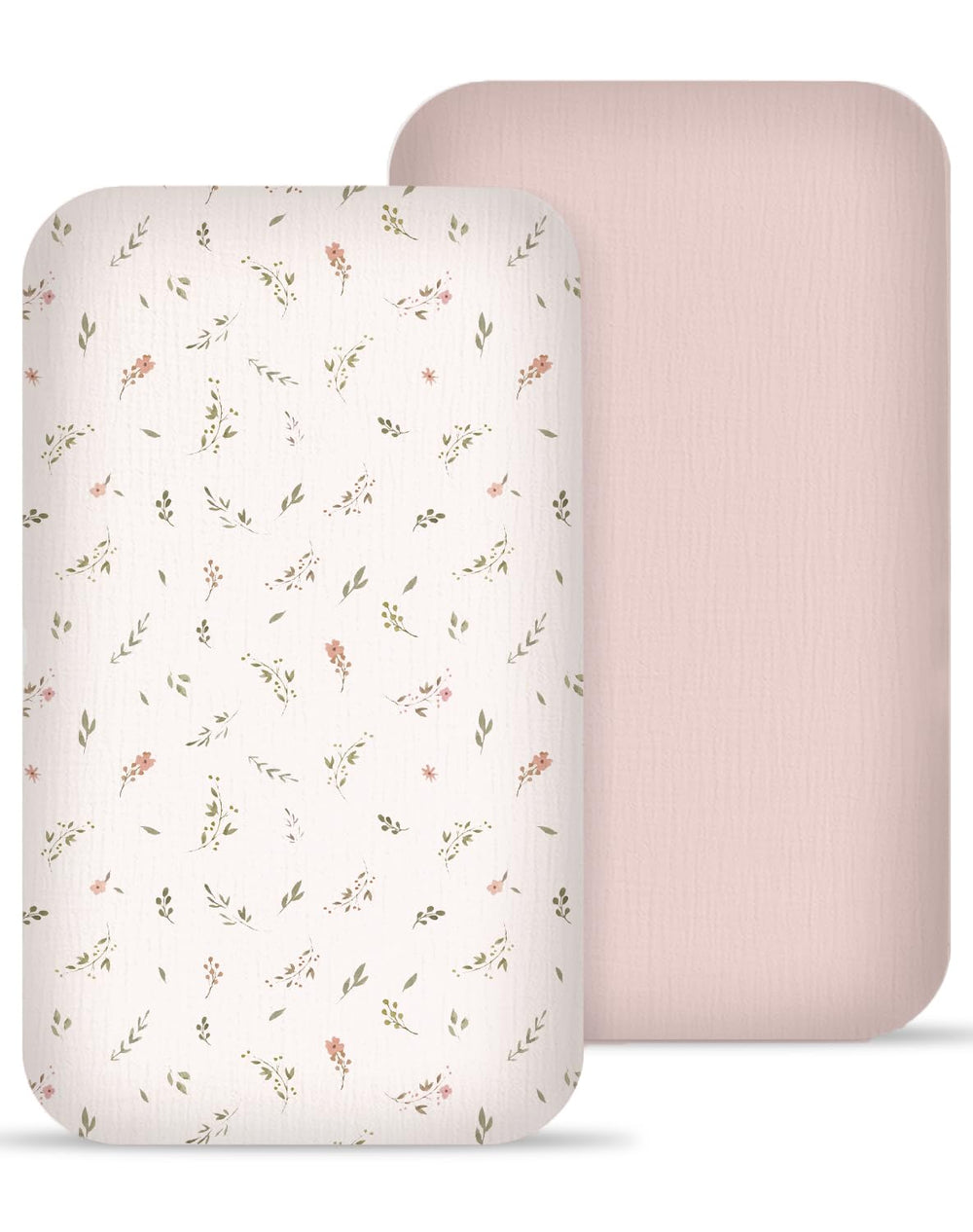 Meowcards petal-leaf pink bedside sheets offer soft, breathable comfort for newborns.