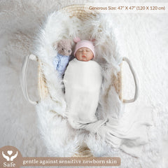 Meracorallo baby wrapped in swaddle demonstrates secure, breathable comfort.