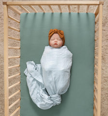 Meracorallo Roman Green crib sheet deep pocket fits 28x52 mattress securely