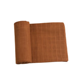 Meracorallo muslin swaddle blanket brown, silky-soft for gentle newborn swaddling.
