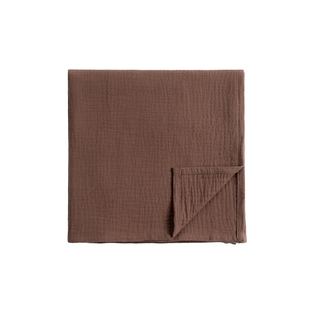Meracorallo muslin swaddle blanket in brown offers soft, breathable cotton for delicate baby skin.