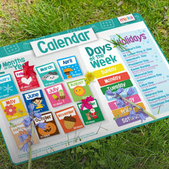 Merka Kids Placemat teaching time scene supports time concepts at family dinners.