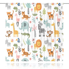 MESHELLY elephant-panel curtain brings woodland charm with easy-care polyester fabric.