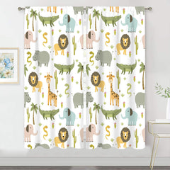 MESHELLY Kids Safari Curtains with lion-elephant graphic for bright nursery decor