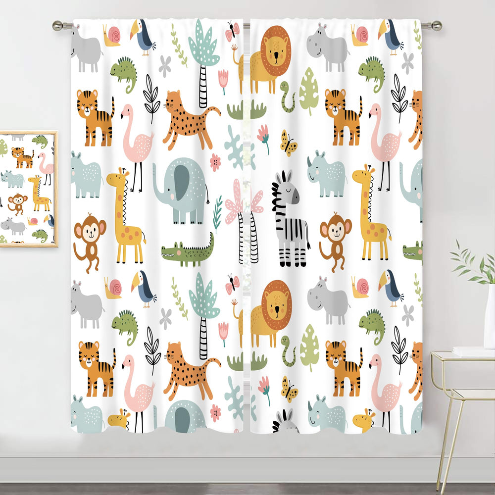 MESHELLY lion-panel curtain adds playful safari vibe to kids' room decor.