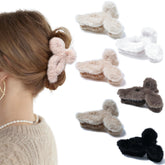 Mesovor fluffy bow hair clip pack in assorted colors for versatile styling.