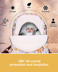 Metplus multi-purpose infant cover serves as nursing cover, stroller shield, and blanket.