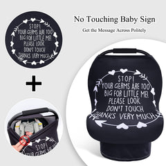 Metplus multi use carseat cover serves as canopy and nursing scarf for on the go