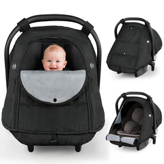 Metplus winter car seat cover waterproof shell keeps baby dry during rain.