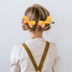 MexLuyu yellow hair bow clip durable for kindergarten hairstyles