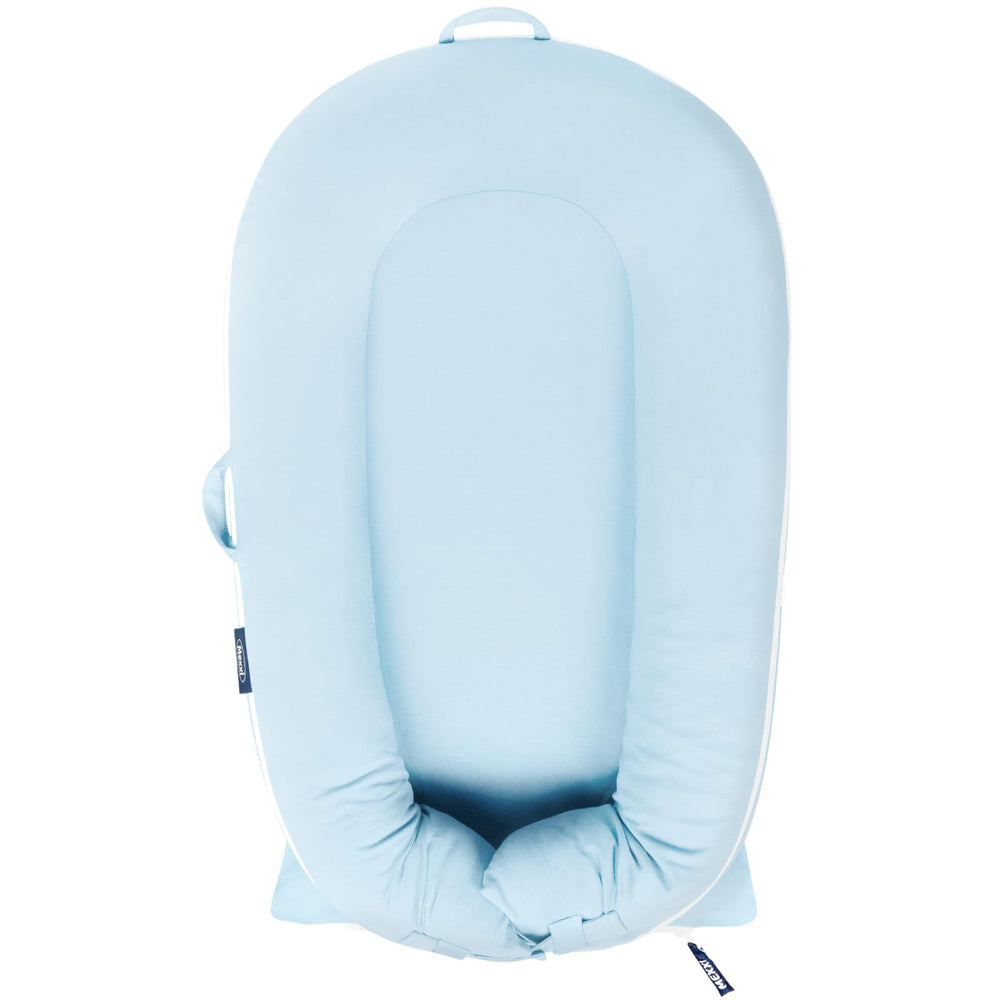 Mexxi organic cotton spare cover for Dock-a-Tot Deluxe+ in baby blue, breathable fabric