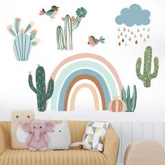 Mfault rainbow cactus wall decal plant-pattern adds color and charm to walls
