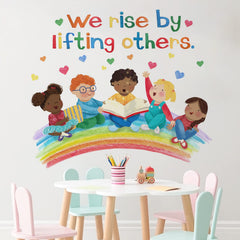 Mfault inspirational wall decal with diverse figures for inclusive nursery decor.