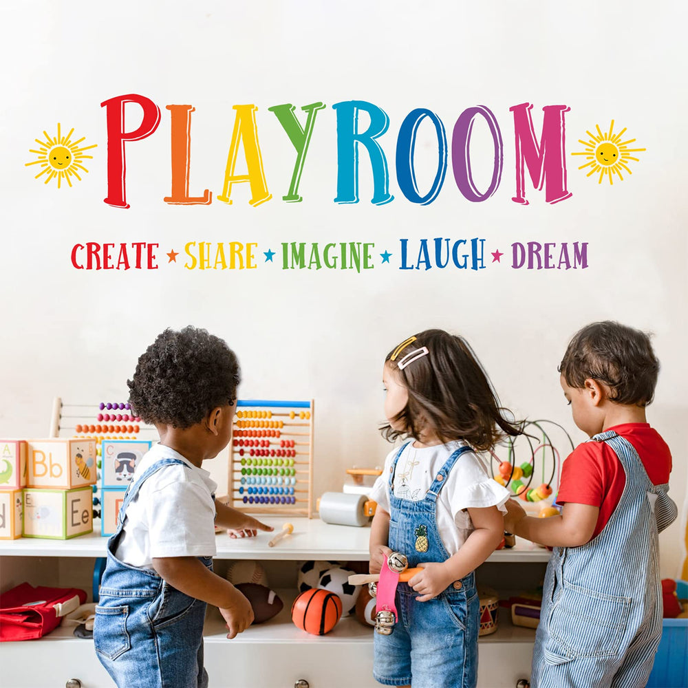 Mfault large playroom wall decals with inspirational quotes for nurseries and classrooms.