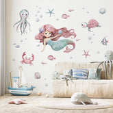 Mfault mermaid wall decal for nursery walls, easy application and removal