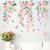 Mfault rose flower wall decal features watercolor pink petals brightening the bedroom