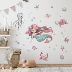 Mfault turtle shell bubble fish decal for bathroom walls, simple surface application