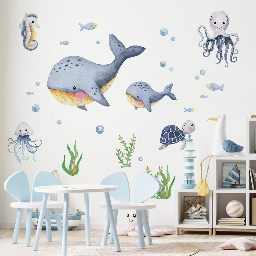 Mfault Under The Sea whales wall decal for a playful nursery wall, easy to apply.
