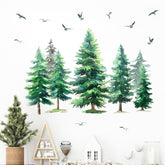 Mfault Winter Pine Trees wall decal for bedroom decor, creates a cozy woodland ambience.