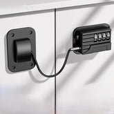 MIAC refrigerator lock closeup highlights robust steel construction and user-friendly no-key design for safety
