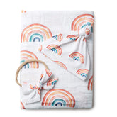 Miaoberry swaddle blanket with rainbow design for cozy newborn photos